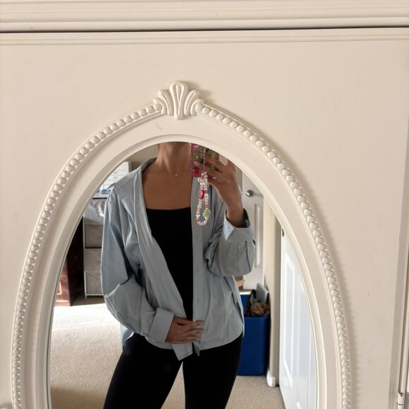 Reformation Andy Oversized Shirt Blue - Size L - Picture 2 of 5